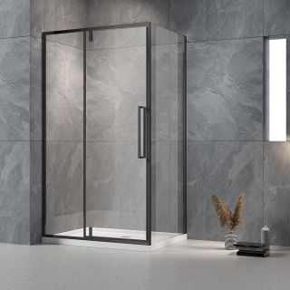 Душевой уголок Veconi Rovigo RV-034B, 1000х700х1950, черный, прозрачное стекло